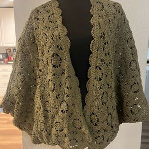 POL Khaki Crochet Women Sweater